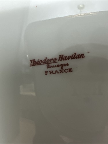 Piatto Theodore Haviland Limoges 10” rosa floreale bordo smerlato antico - Foto 5 di 6