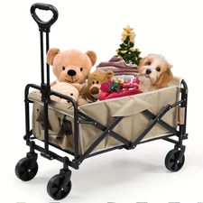 Easy carry on Collapsible Portable Wagon Cart for shopping, camping, pets, beach