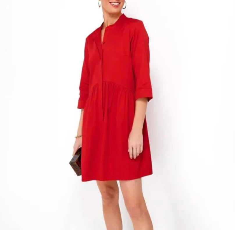 Tuckernuck Fiery Red Royal Shirt Dress Size S