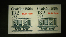 U S Stamps EFO Scott 2259a 13.2 cent coal car imperforate pair MNH cv 75.00