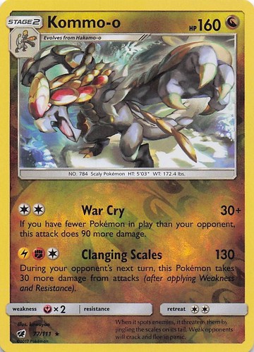 Kommo-o 77/111 Rare Crimson Invasion Pokemon Reverse Holo Near Mint