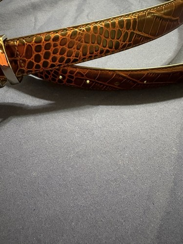 Cintura uomo Cremieux coccodrillo stampa goffrata marrone pelle pieno fiore tg 38 NUOVA - Foto 8 di 9