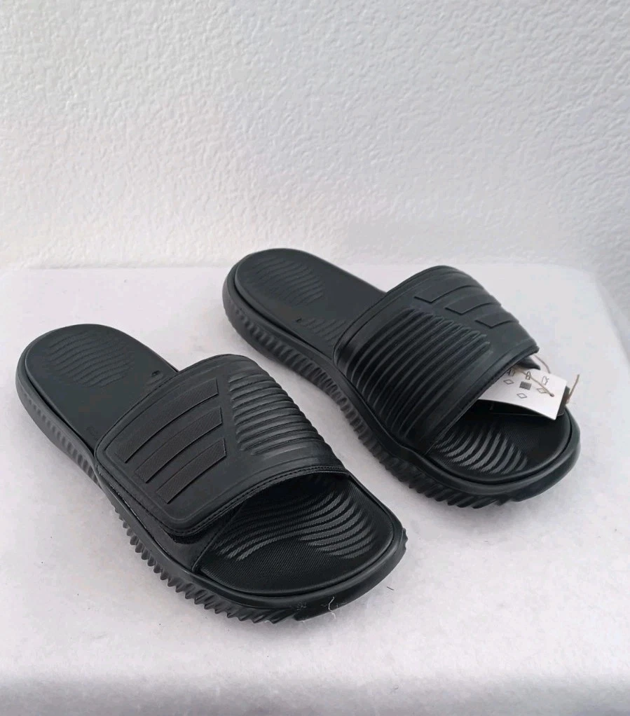 Adidas Alphabounce 2.0 Slides (GY9416) Triple Black 3 Stripes Taglia 10 nuove da uomo