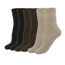 Thermal Crew Socks for Women, 6 Pairs Cotton Quarter Socks in Neutral, Cozy A...