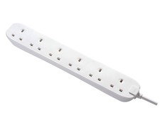 Masterplug 6 Socket Surge Protected Extension Lead White 2m