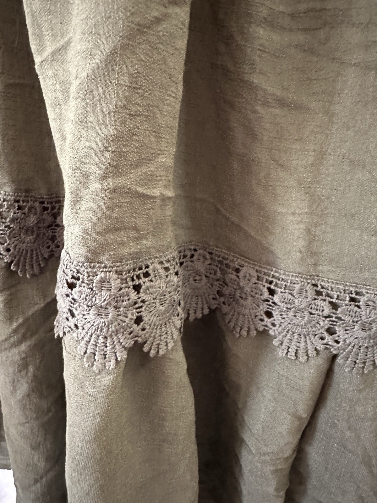 Indigo Rose Women's Olive Green Tired Dress Crochet Detail Boho Cottage Size 1X