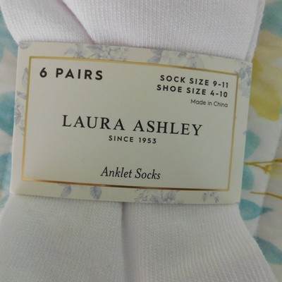 NEW Laura Ashley Women's Quarter Socks 6 Pair Value Pack Sz 9-11 Shoe 4-10 solid
