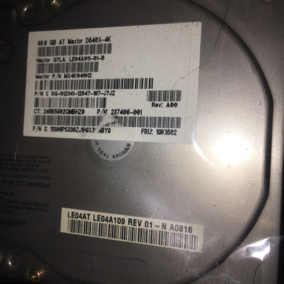 Maxtor 40GB Hard Disk Drive D740X-6L IDE MX6L040J2 New Sealed Untested - Image 4 of 4