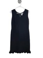Ann Taylor LOFT Women’s Black Sheath Dress Sleeveless Ruffle Edge Knee Length 8