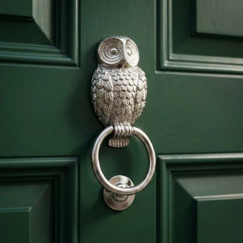 Classical Solid Brass Chrome Finish Owl Door Knocker Country Style