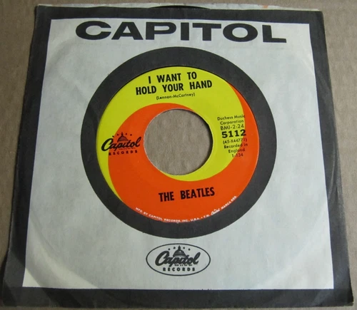 1964 THE BEATLES "I SAW HER STANDING THERE", "I WANT TO HOLD YOUR HAND" 45rpm 7"
