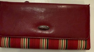 Longaberger Wallet Medley Stripe Burgundy Long Folding Wallet Credit Card