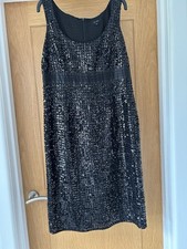 M&S Per Una Black Sequin Cocktail Evening Dress Size 14
