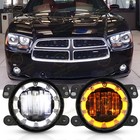 For 2011-2014 Dodge Charger Pair 4" LED Fog Lights Front Bumper Driving Lamp