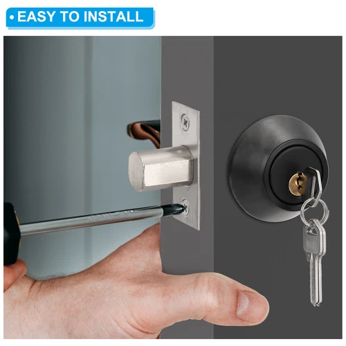 3Pcs Keyed Alike Single Cylinder Deadbolts, Keyed Entry Door Knob, Silver - Picture 6 of 6