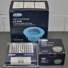 Zurn Square Floor Drain Kit GR-FS05NI-P4S-PS-CC, 4" Solvent Weld PVC Pipe 