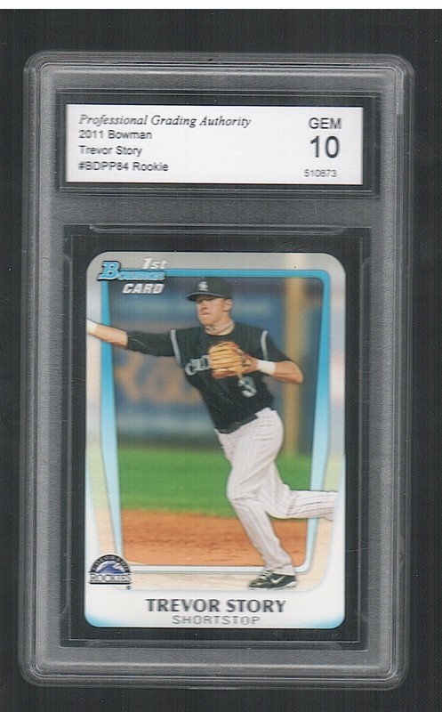 TREVOR STORY 2011 BOWMAN 1ST ROOKIE #BDPP84 PGA 10 GEM MINT ROCKIES RED SOX
