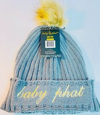 Baby Phat Beanie Hat Winter Cap Gray Embroider Ski Knit NWT Whimsical Streetwear