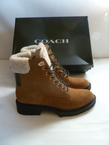 COACH Lorimer Suede Combat Booties Raw Umber Brown UK 4.5 RRP $265.00 US 6.5 37 - Picture 3 of 24
