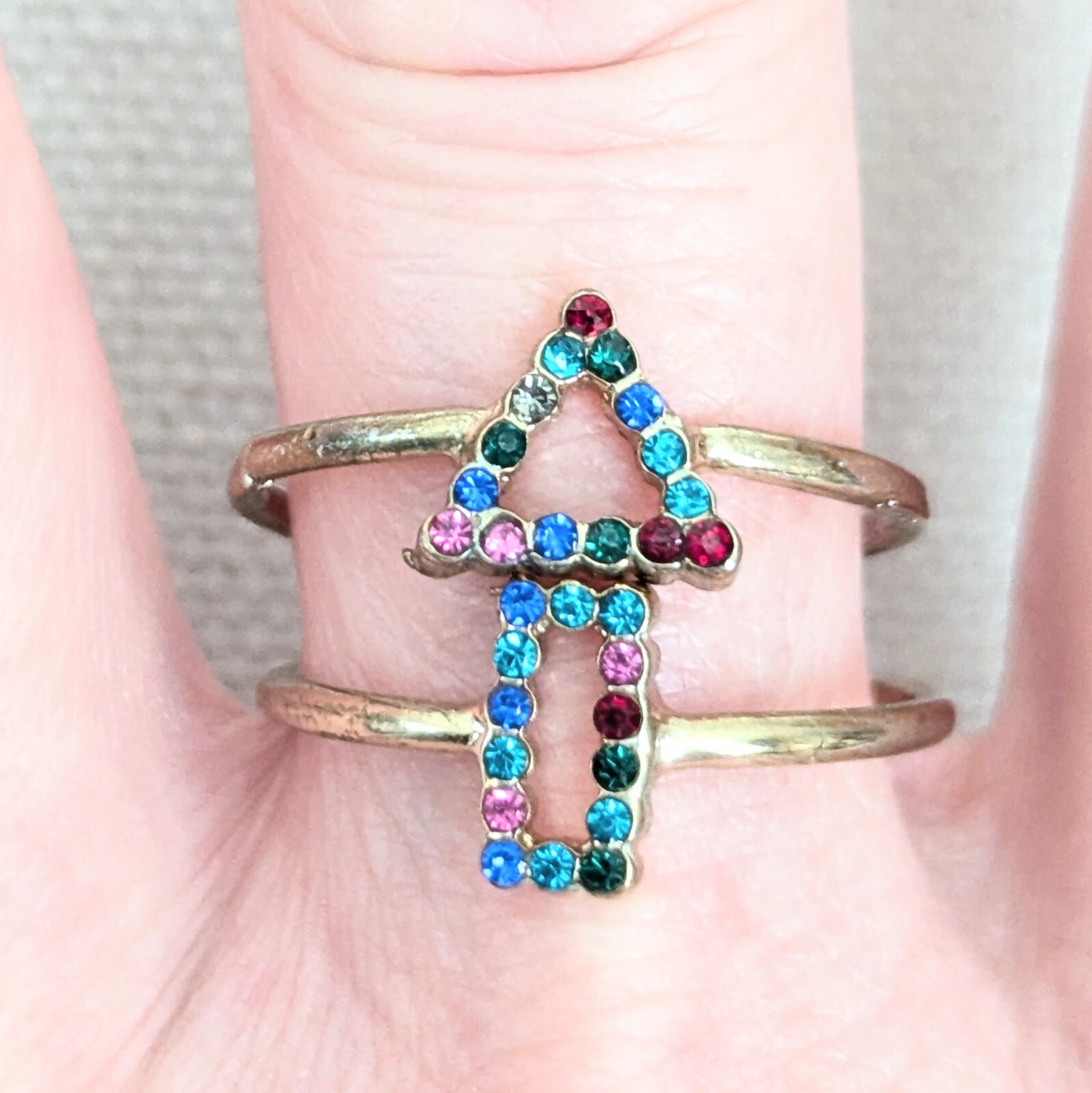Stackable Rhinestone Rings Bands Triangle Rectang… - image 1