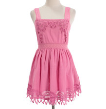 LoveShackFancy NWT Tariah Pinafore Mini Dress Size 2 in Watermelon Punch Pink