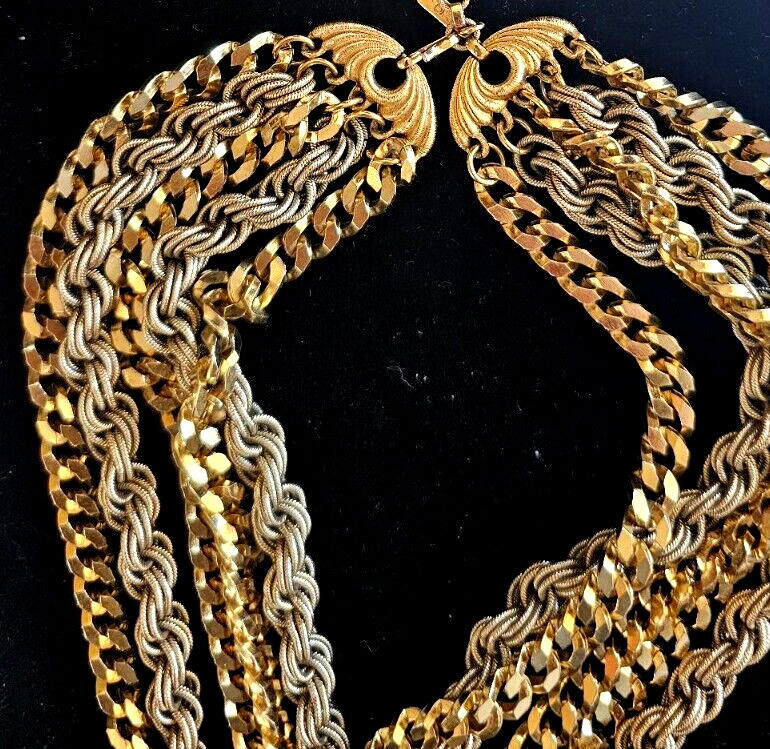 VTG Monet Multi Strand Chain Necklace - image 1
