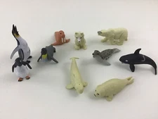 K&M Arctic Animals North Pole Sea Life Miniature PVC Figures 10pc Lot Realistic