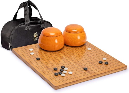 Premium Reversible Bamboo Go Board with Yunzi Stones & Natural Wood Bowls - Picture 3 of 11