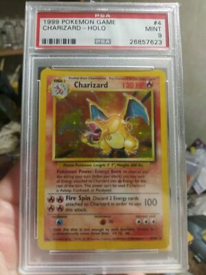PSA 9 MINT 1999 Pokemon Base Set Unlimited Holo Charizard #4/102