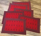 Vintage Set Of 6 Christmas Holiday Placemats Red Green 100% Cotton 19” X 12.5”