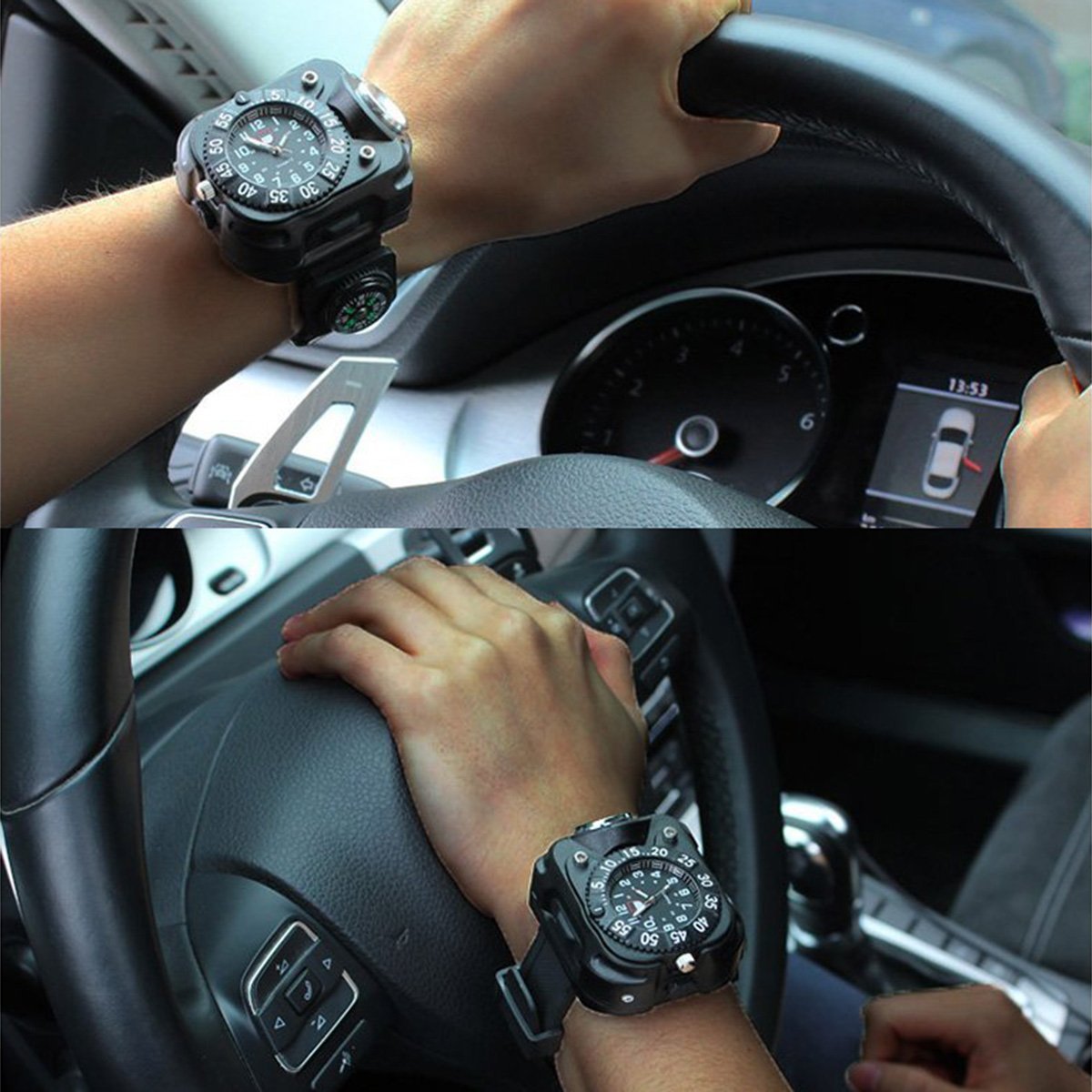 Military Smart Watch LED Wrist Watch Flashlight Torch Campass Outdoor Sport IPX7