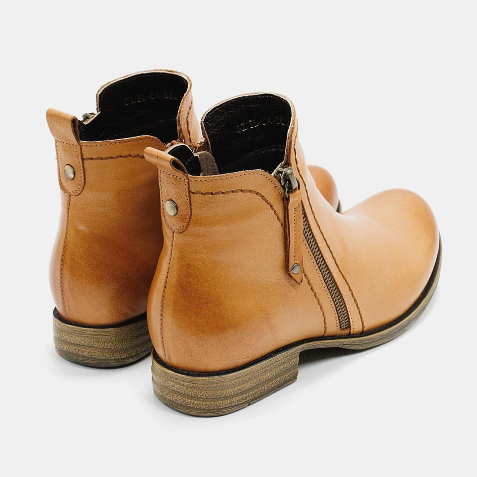 Women's Spring Step Oziel Leather Ankle Boots - Camel Brown Leather - Image 2 of 4