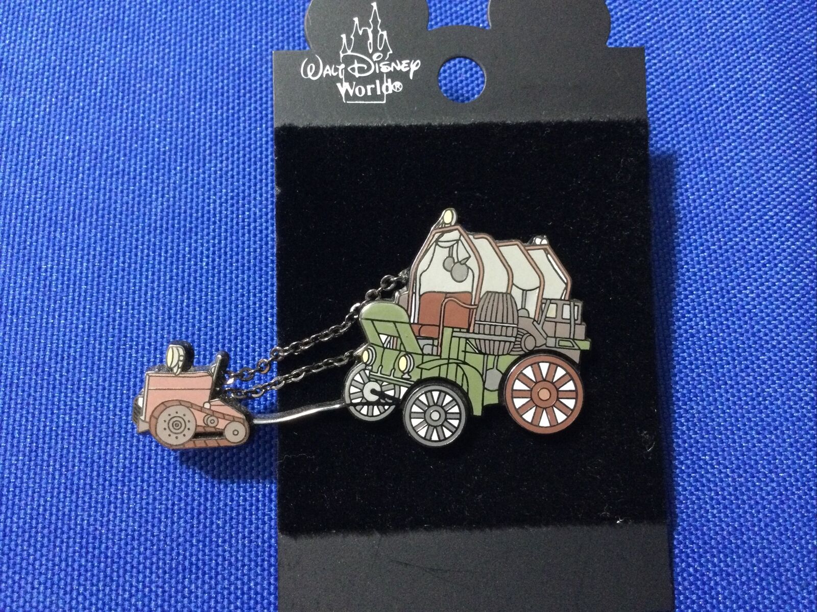 Disney Pin WDW Atlantis Chuck Wagon Spinning Wheels Puller Attached W/ Chains