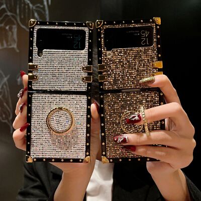 Ring Stand Case For Samsung Galaxy Z Flip 6 5 4/3 Shockproof Bling Glitter Cover