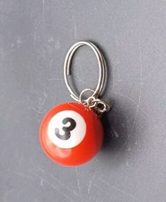 New Number 3 Orange Billard Pool Bar Ball Keychain