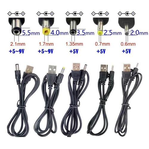 USB to DC 5.5mm*2.5/5.5*2.1/4.0*1.7/3.5*1.35/2.5*0.7 5V Barrel Jack Power Cable - Picture 6 of 11