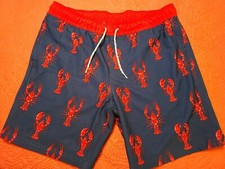 Red Lobsters Men's Navy Blue  Lobster Swim Trunks Size L, Goodfellow  Co.