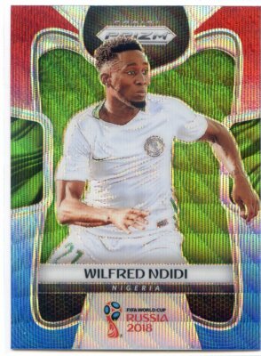 2018 PANINI PRIZM WORLD CUP RED BLUE WAVE PARALLEL WILFRED NDIDI NO. 145