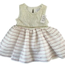 Baby Girl Gold Pink White Glitter Tutu Dress 2 pc Sz 9-12 M NEW With Tags
