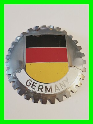 Antique Early German Enamel  Sports Car Metal Car Badge ~ German Flag Design