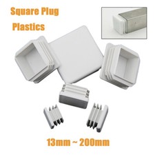 Square Plastic Inserts Plug End Cap Blanking Tube Pipe Plug White 13mm-200mm