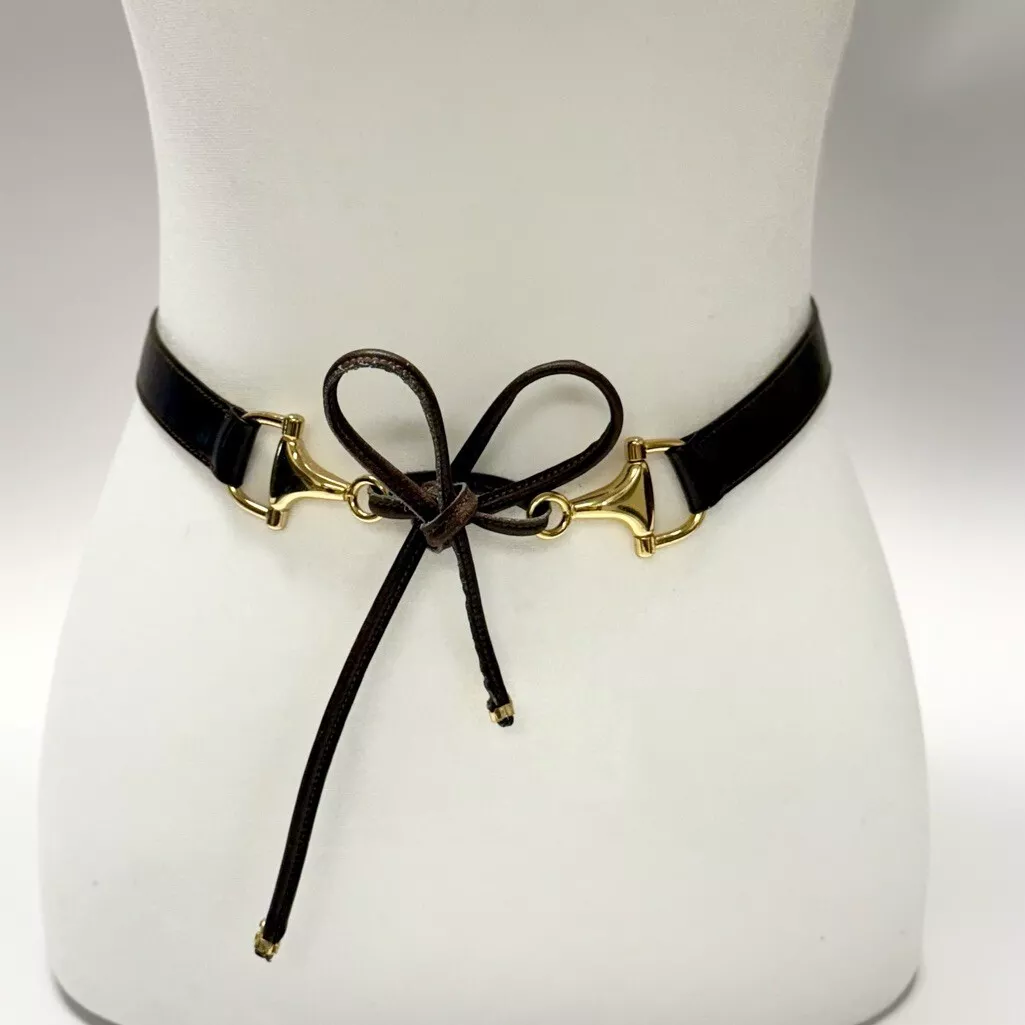 Ceinture Gucci marron et or nœud