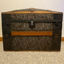 Antique Victorian Trunk Camelback Dome Top Travel Cabin Chest Old Ship Steamer