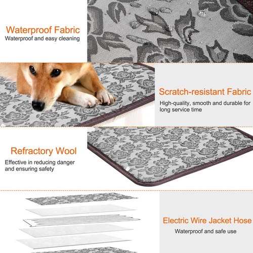 Pet Heating Pad Dog Cat Electric Heat Mat Waterproof Adjustable Warming Blanket - Picture 4 of 11