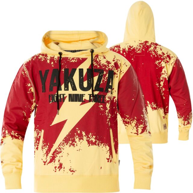 YAKUZA Hoody Skull Two Face HOB-11002 Pale Banana Gelb//Rot Hoodies Herren