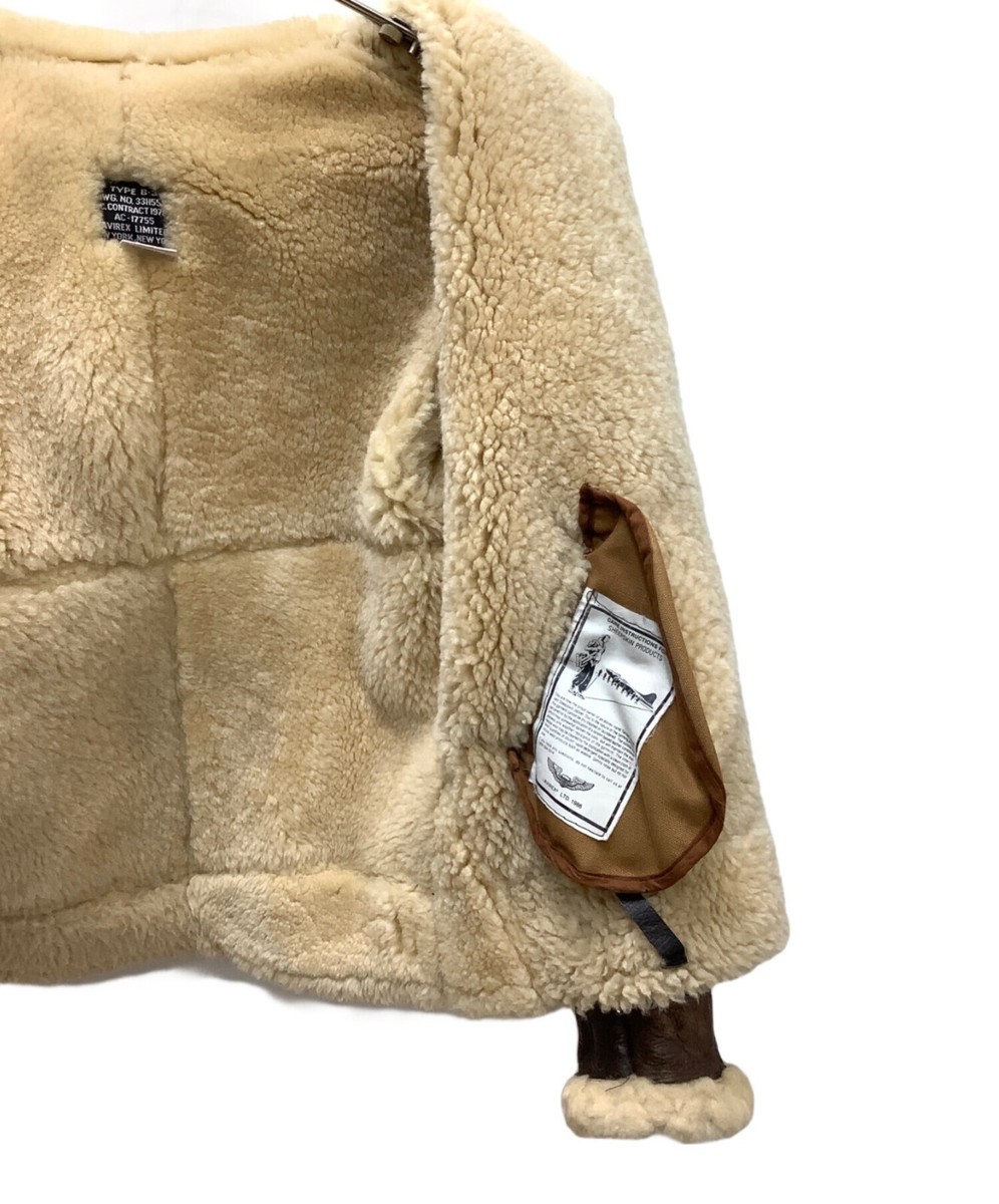 AVIREX Type B-3 Leather Flight Mouton Bomber Jacket brown size 34