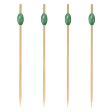 BambooMN - Green Bead Food Cocktail Appetizer Dessert Bamboo Skewers Picks