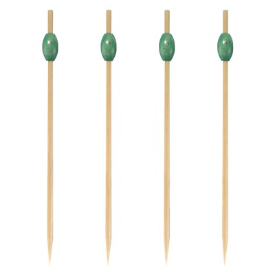 BambooMN - Green Bead Food Cocktail Appetizer Dessert Bamboo Skewers Picks
