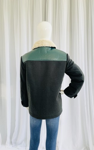NUEVO CON ETIQUETAS Paul & Joe Sister Greenwish Chaqueta Imitación Cuello de Oveja Chaqueta $398 Vegana - Imagen 7 de 8