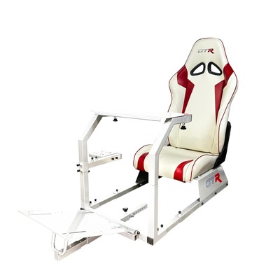GTR Simulator GTA Model White Frame with Adjustable White Red Leatherette Rac...